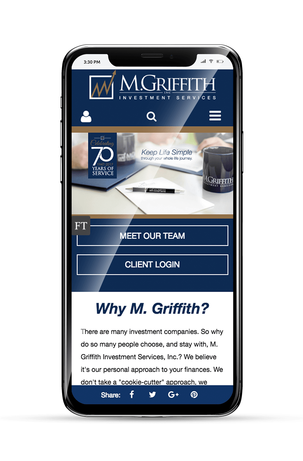 M. Griffith Mobile Website Homepage M. Griffith Mobile Website Homepage on an iPhone