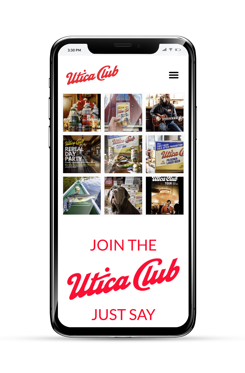 Utica Club Mobile Homepage